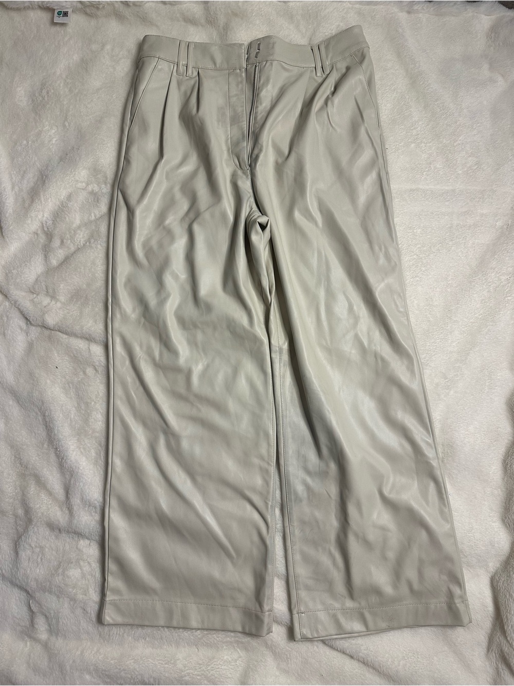 Topshop Cream Leather Pants Wide Leg